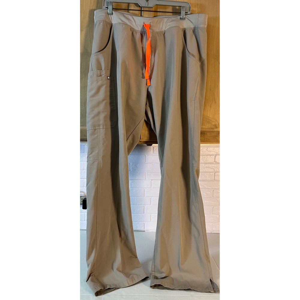 FIGS Scrub Pants Mens XL Tan Khaki Technical Collection Orange Drawstring